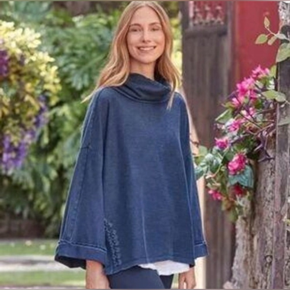 Sundance Indigo Days Embroidered Relaxed Fit Turtleneck Sweatshirt Size XS